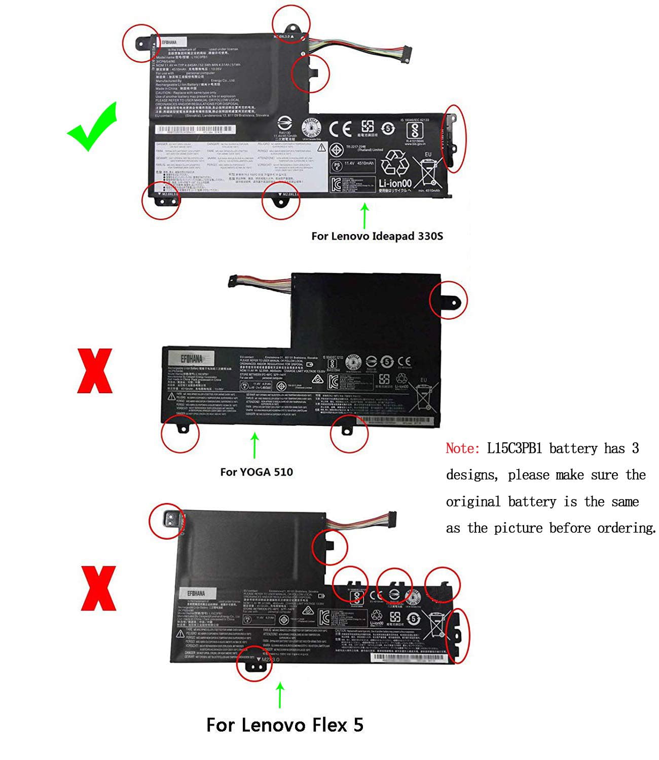 Amazon.com: L15C3PB1 Laptop Battery Replacement for Lenovo Ideapad